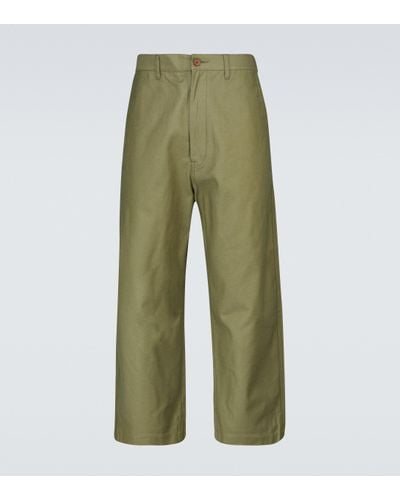 Junya Watanabe Pantalones anchos de algodón - Verde