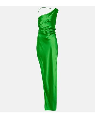 The Sei Asymmetric Silk Satin Gown - Green