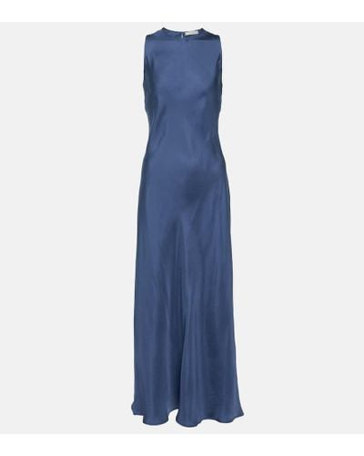Asceno Silk Midi Dress - Blue