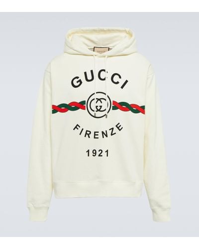 Gucci Logo-print Cotton-jersey Hoodie - Natural
