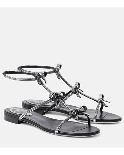 Rene Caovilla Caterina Bow-detail Embellished Leather Sandals - Metallic