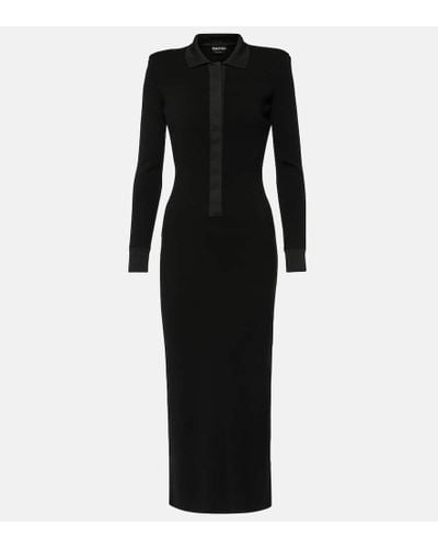 Tom Ford Wool And Silk-blend Maxi Dress - Black