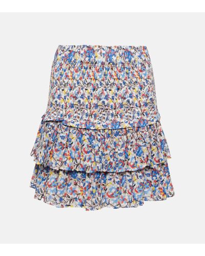 Isabel Marant Naomi Smocked Cotton Miniskirt - Blue