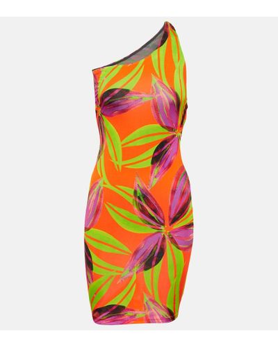 Louisa Ballou Plunge One-shoulder Minidress - Multicolor
