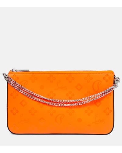 Christian Louboutin Bedruckte Clutch Loubila aus Leder - Orange