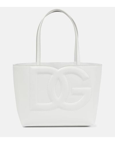 Dolce & Gabbana Tote DG Medium aus Leder - Weiß