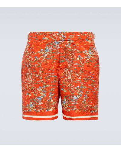 Orlebar Brown Short de bain Bulldog a fleurs - Orange