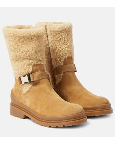 Bogner St. Moritz Leather And Shearling Ankle Boots - Brown