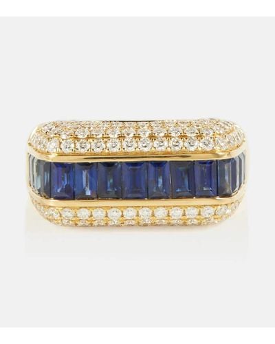 Rainbow K Empress 18kt Gold Ring With Diamonds And Sapphires - Blue
