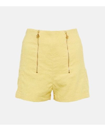 Patou High-rise Tweed Shorts - Yellow