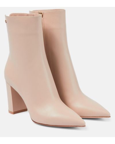 Gianvito Rossi Piper 85 Leather Ankle Boots - Natural