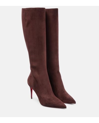 Christian Louboutin Kate Botta 85 Knee-high Suede Boots - Red