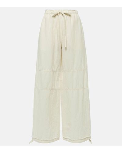 Acne Studios Pantalon ample en coton et lin - Blanc