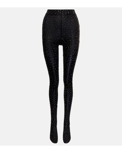 Alex Perry Crystal-embellished Tights - Black