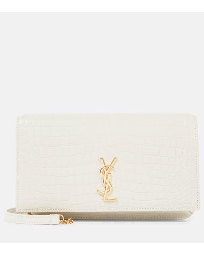 Saint Laurent Cassandre Leather Phone Pouch - Natural