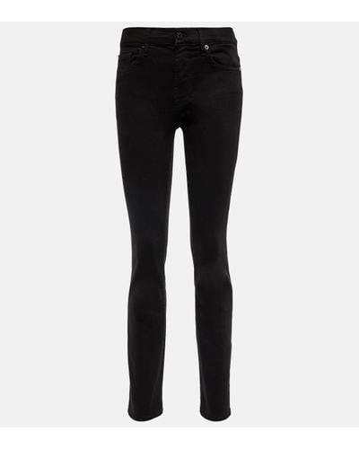 7 For All Mankind Roxanne Mid-rise Skinny Jeans - Black