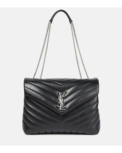 Saint Laurent Loulou Medium Leather Shoulder Bag - Black