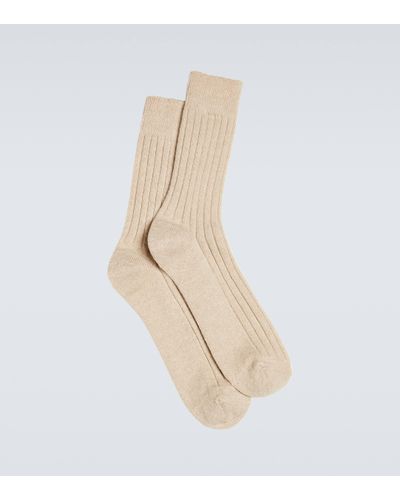 AURALEE Ribbed-knit Cashmere-blend Socks - White