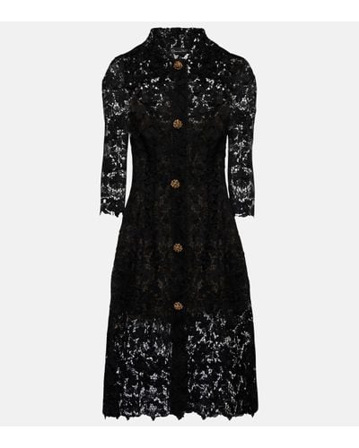 Oscar de la Renta Lace Midi Dress - Black