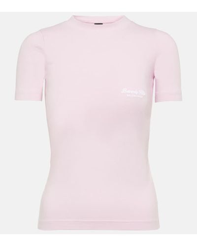 Balenciaga Printed Cotton Jersey T-shirt - Pink