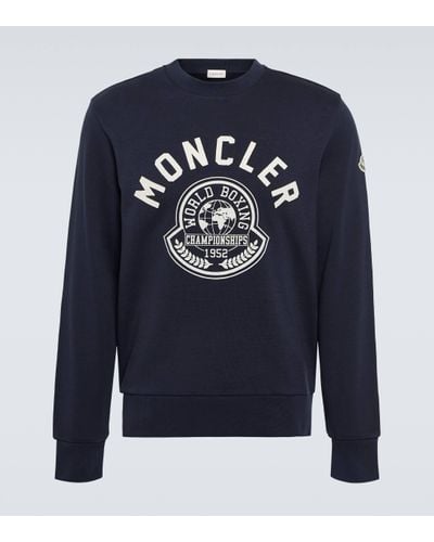 Moncler Sweat-shirt en coton melange a logo - Bleu