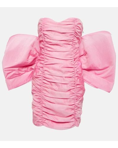 ROTATE BIRGER CHRISTENSEN Trägerloses minikleid aus organza mit raffungen und schleife - Pink