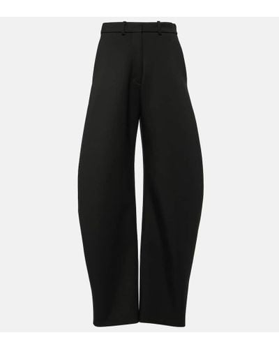 Alaïa High-rise Wool Barrel-leg Pants - Black