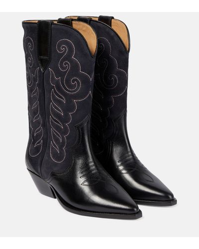 Isabel Marant 50mm Embroidered-design Leather Boots - Black