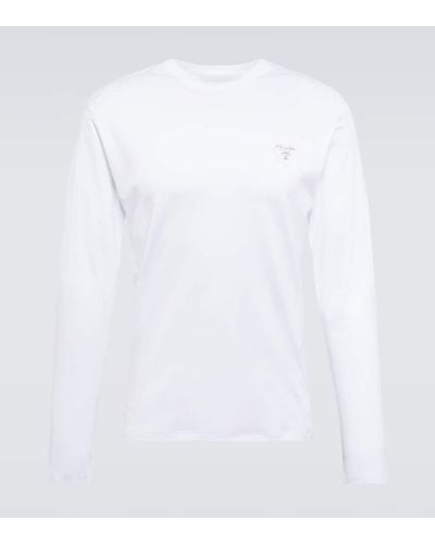 Prada Top de jersey de algodon - Blanco