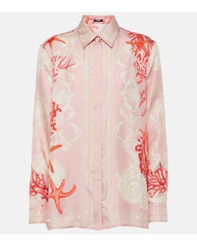 Versace Hemd Barocco Sea aus Seiden-Twill - Pink