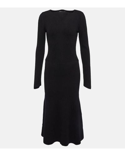 Victoria Beckham Vestido midi en mezcla de lana - Negro