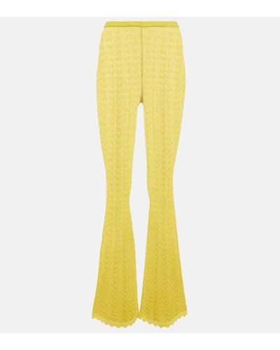 Alessandra Rich Lace Flared Pants - Yellow