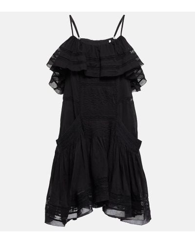 Isabel Marant Vestido corto Moly de algodon a capas - Negro