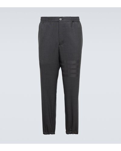 Thom Browne 4-bar Cuffed Wool Trousers - Grey