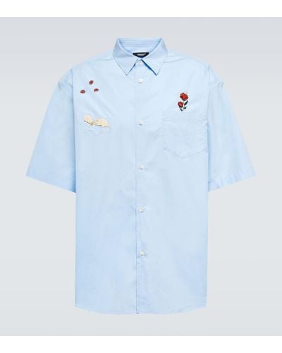 Undercover Embroidered Cotton Poplin Shirt - Blue