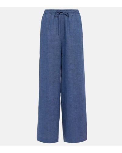 Loro Piana Graysen Linen Wide-leg Pants - Blue