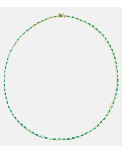 Suzanne Kalan Linear 18kt Gold Tennis Necklace With Emeralds - Metallic
