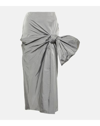 Alexander McQueen Oversized-bow Woven Midi Skirt - Grey
