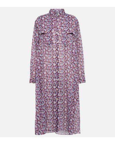 Isabel Marant Eliane Floral-print Cotton Midi Dress - Purple