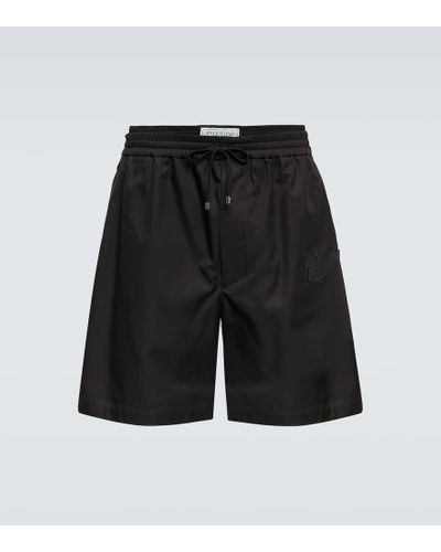 Valentino Shorts in twill di cotone con logo - Nero
