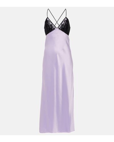 The Sei Lace-trimmed Silk Satin Gown - Purple