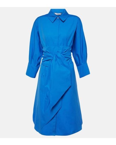 Max Mara Cotton Poplin Shirt Dress - Blue