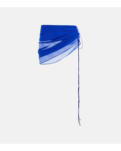 LAQUAN SMITH Mini-jupe portefeuille en soie - Bleu
