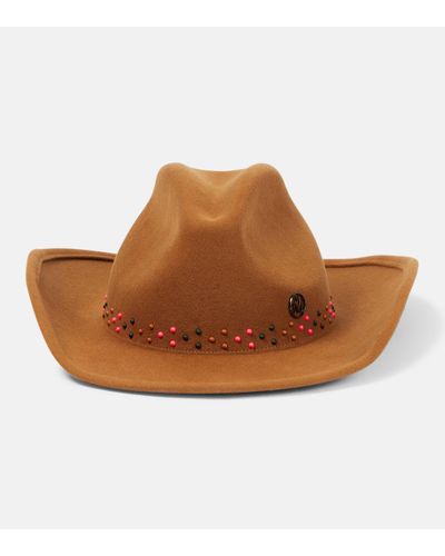 Maison Michel Austin Wool Felt Cowboy Hat - Brown