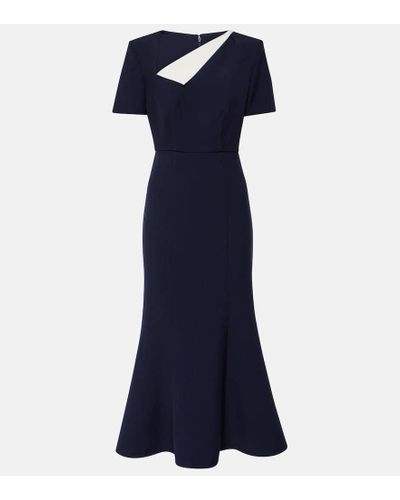 Roland Mouret Abito midi asimmetrico in crepe - Blu