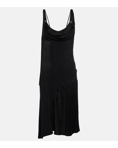 Victoria Beckham Robe asymetrique a franges - Noir