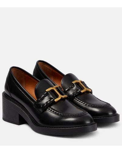 Chloé Marcie Leather Loafer Court Shoes - Black