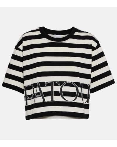 Patou Striped Cropped Cotton Jersey T-shirt - Black