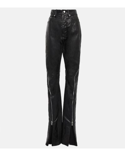 Rick Owens Pantaloni a gamba larga in pelle - Nero