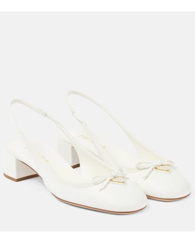 Prada 35 Leather Slingback Court Shoes - White